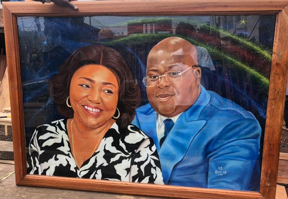 APEJF/Un tableau peint à l’effigie du Président de la RDC à côté de la première dame, Dénise Nyakeru